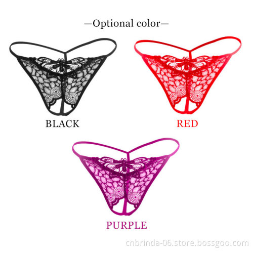 women thongs and g strings Lace mesh yarn butterfly lace ladies sexy underwear transparent panties